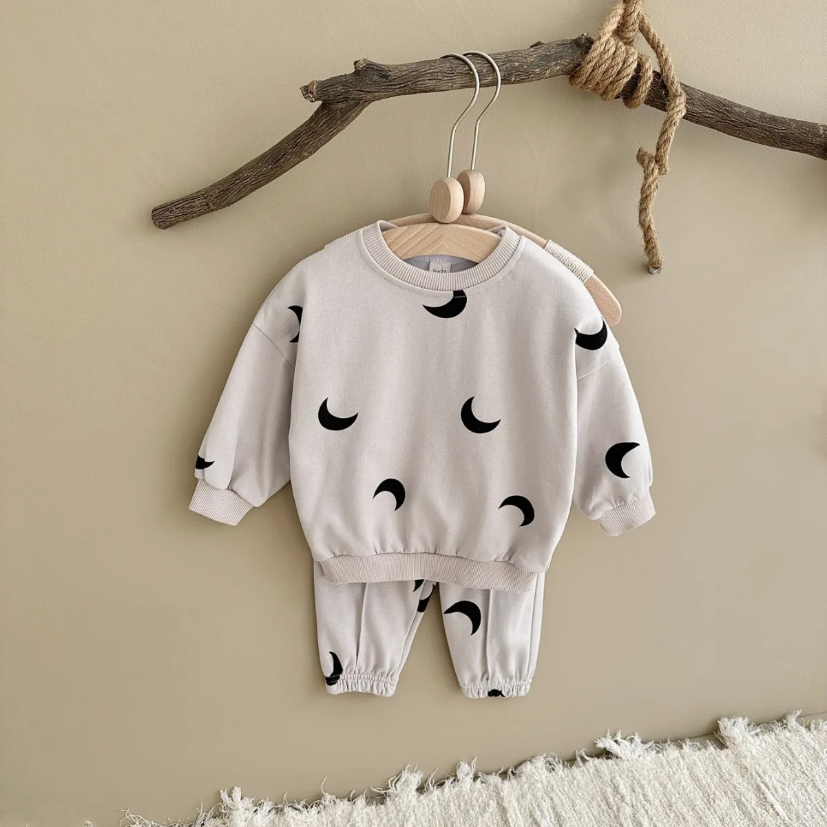 2024 Moon Print Long Sleeve Tops and Pants Children Clothes of Girls