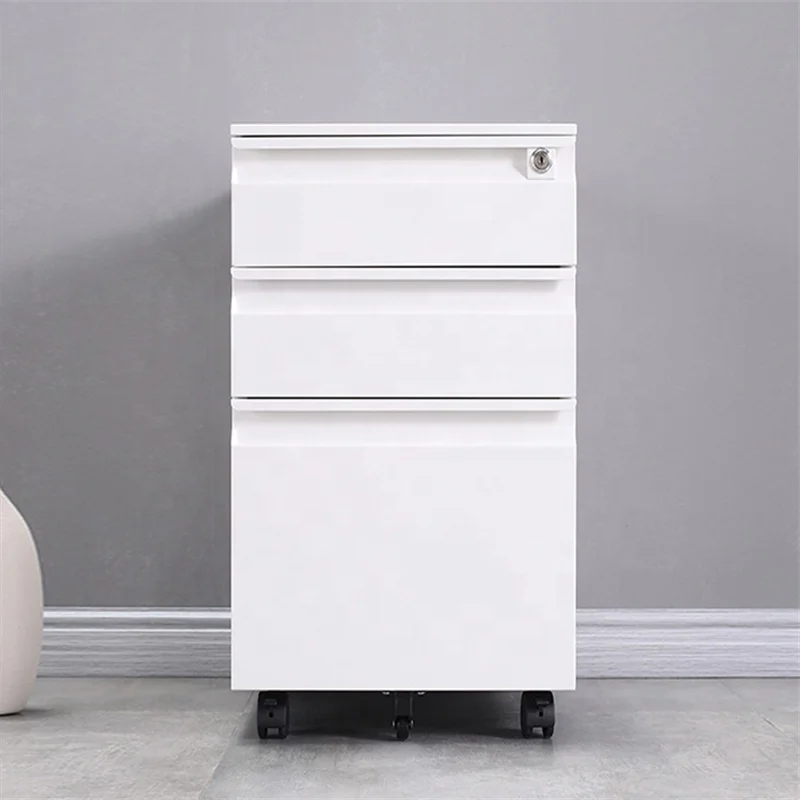 Office Equipment Gooseneck Handle Mobile Cabinet Steel A4 File Storage Cabinet With 3 Drawers