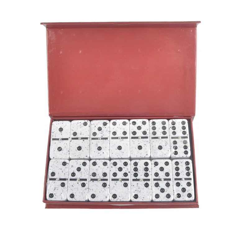 Double Six Professional Dominoes White with Black Dots and gift box