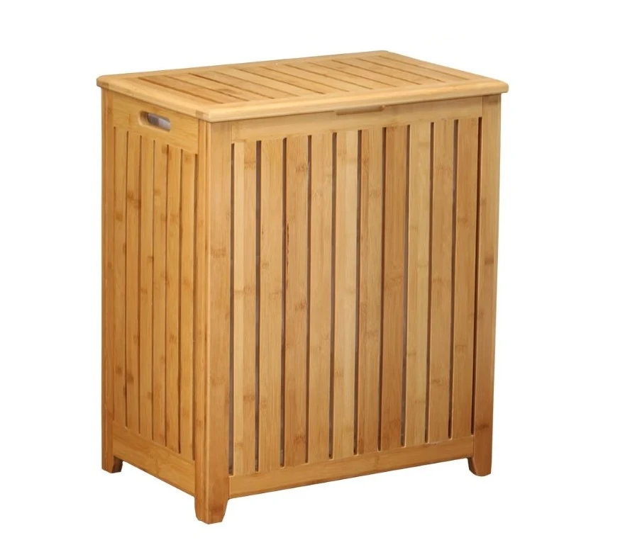 Bamboo Laundry Hamper Solid Storage Bathroom Basket with Lid Dirty Clothing Organizer Container