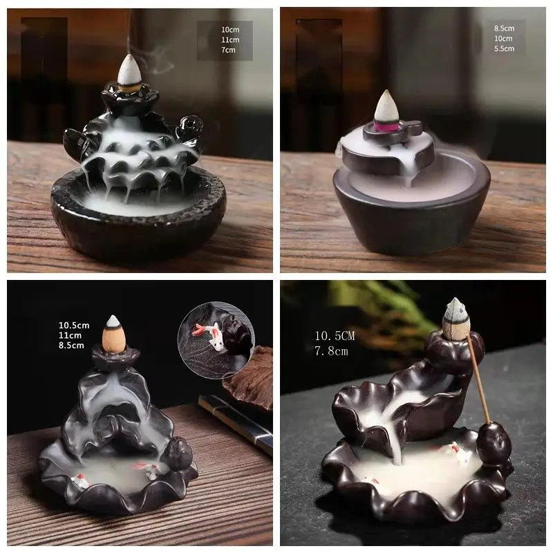 Vintage Ceramic Incense Burners BackFlow Incense Burners Holder Home Decor Joss Stick Aromatherapy Black Brown Aroma Censer