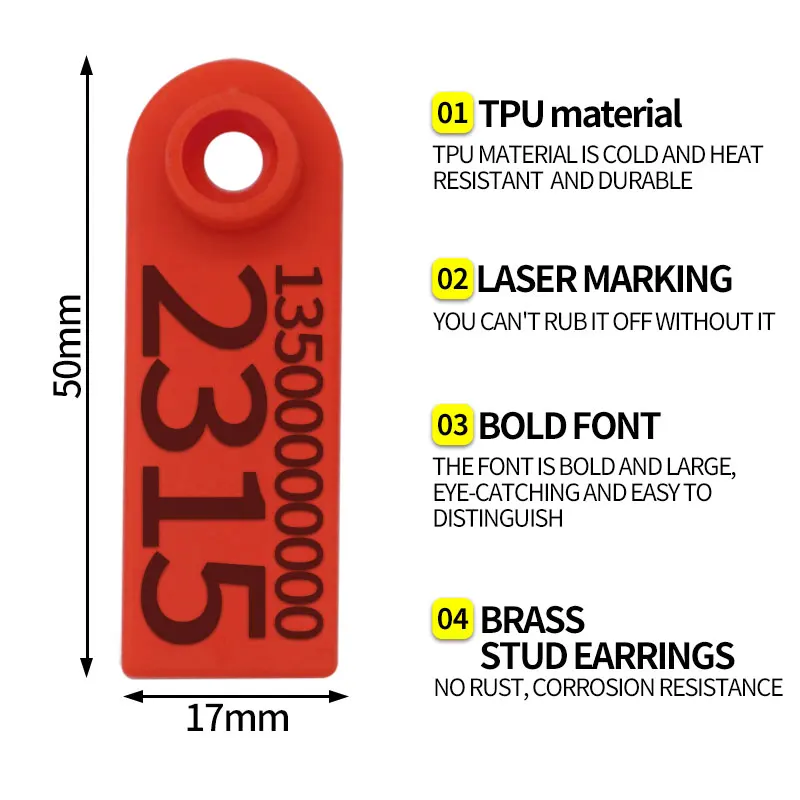 HED-ET102 custom rabbit ear tag earring tags with logo ear cattle tag
