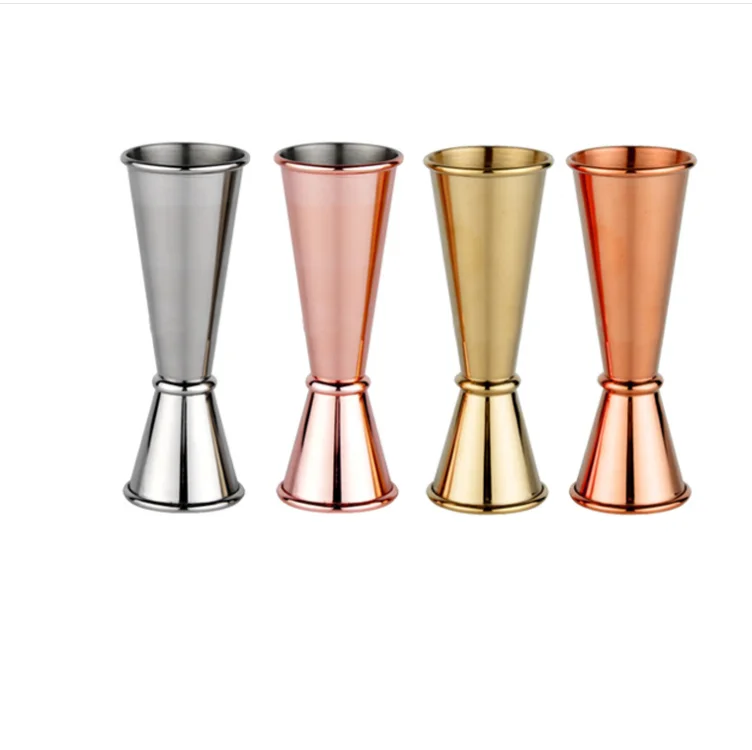 Factory Direct custom silver shiny wine barware tools 25/50ml measure cup stainless steel ring cocktail double japanese jigger