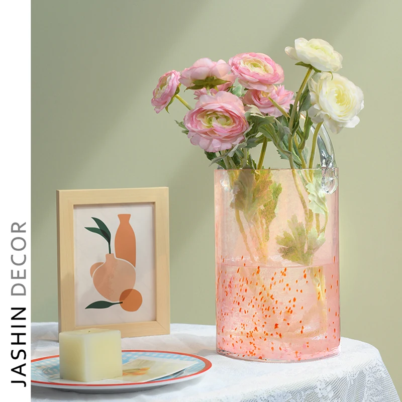 Modern Designs Colour Mixture Glass Vase Gradient Color Nordic Vase For European Home Decoration