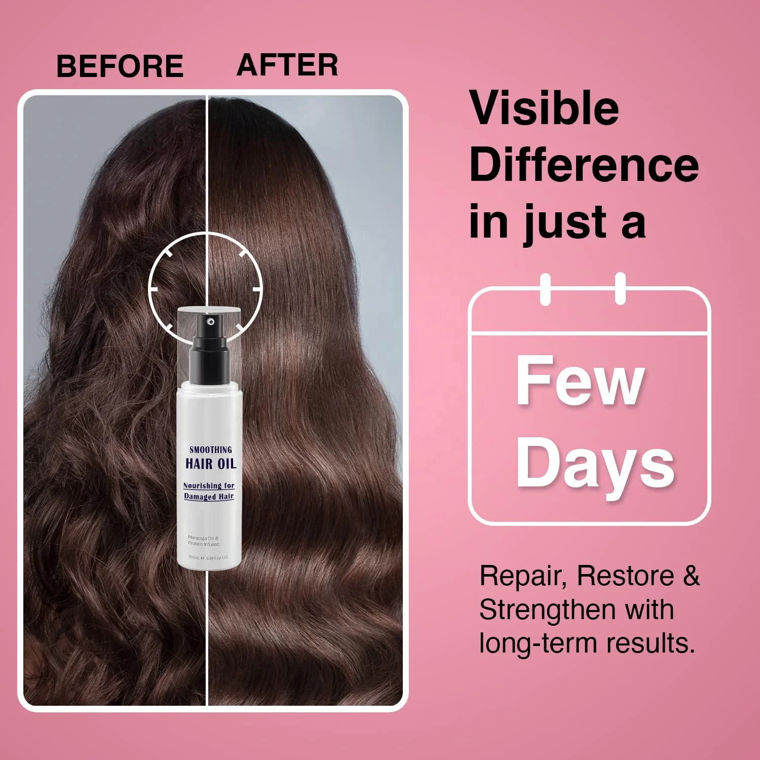 Keratin Hair Shine Oil Serum for Color Treated Damaged & Dry Hair Strengthening & Nourishing, Keratin Hair Treatment Oil