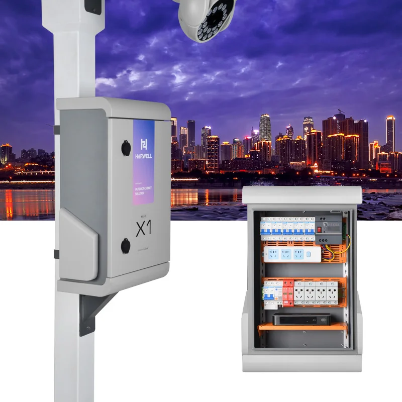 Harwell customize pole mounted/wall mounted box with fan outdoor waterproof stainless-steel case cctv cabinets outdoor
