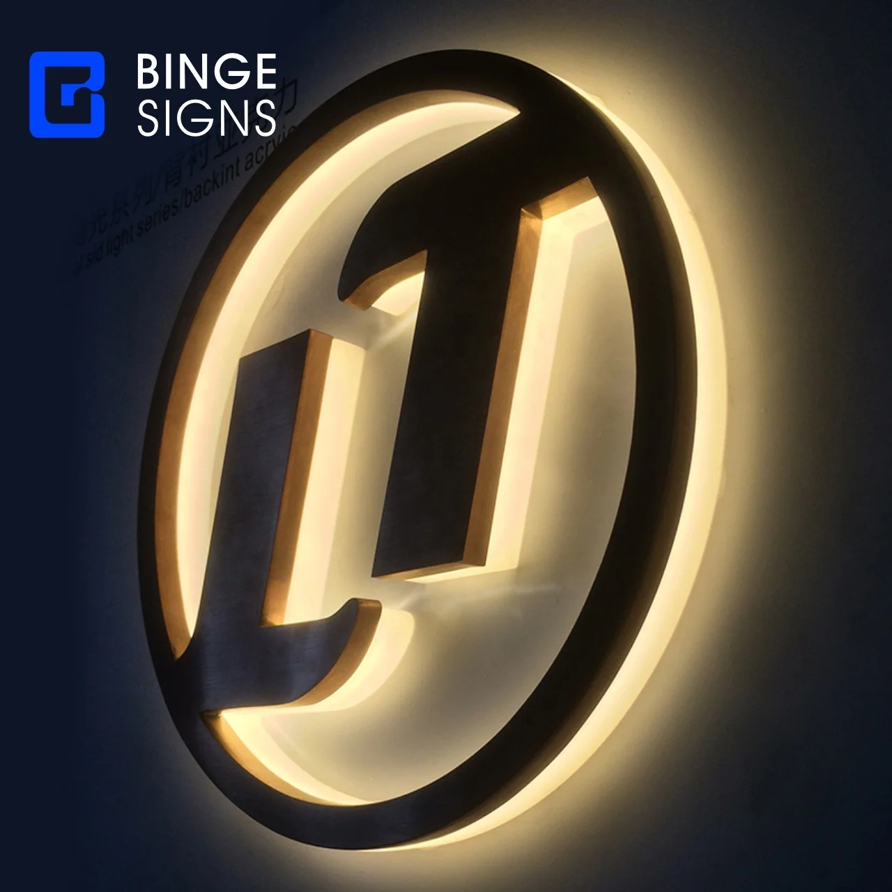 BINGE из нержавеющей стали 3D Светодиодная подсветка металлические буквы настенные знаки наружная Halo вывеска на заказ светодиодный знак