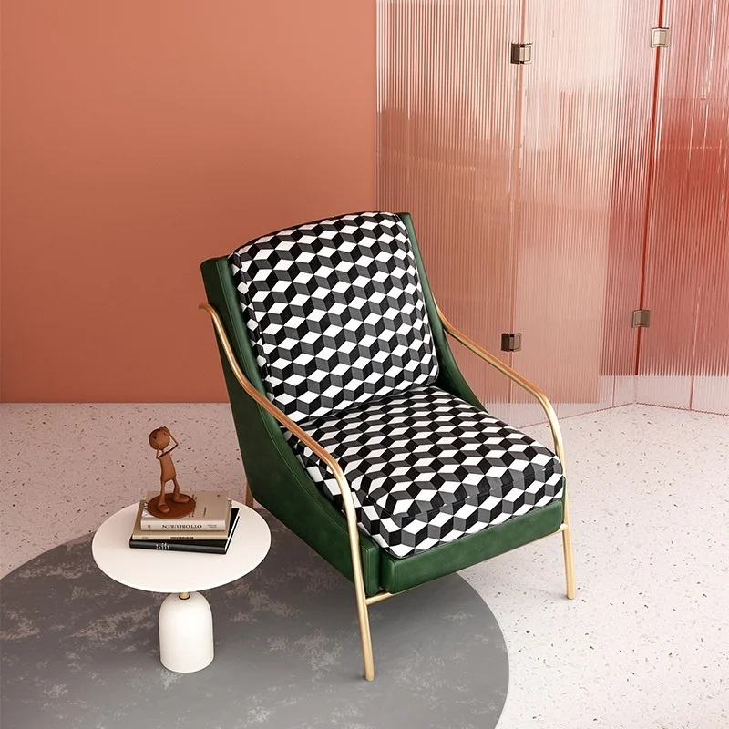 High Quality Nordic Modern Leisure Waiting Room Single Chair Luxury Living Room Furniture Leather Arm Chairs