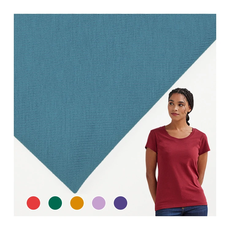 Soft Hand Feel Solid Single Jersey Fabric, 220 GSM 70 Cotton 30 Polyester Material Knitted Jersey Fabric For T Shirt/