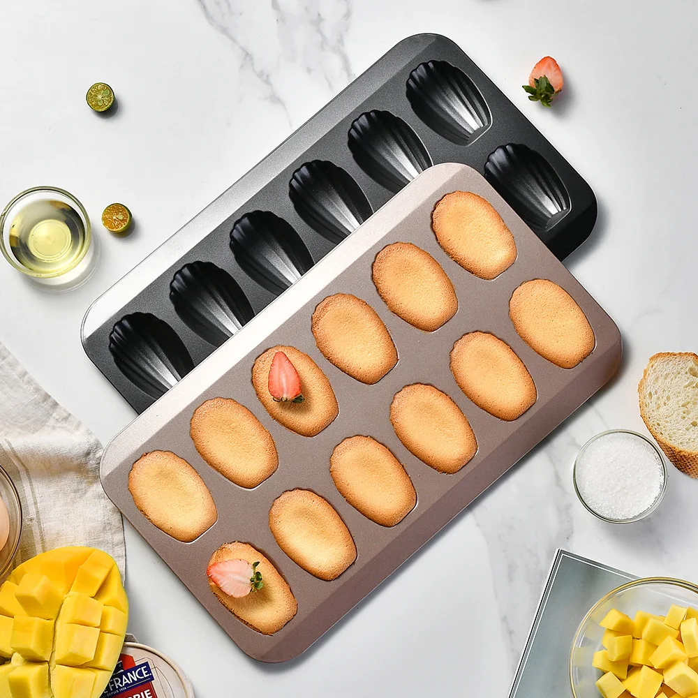 12-cavity Heavy Duty Nonstick Carbon Steel Shell shaped Madeleine Mold Cake Baking Pan Cookie Tray for oven