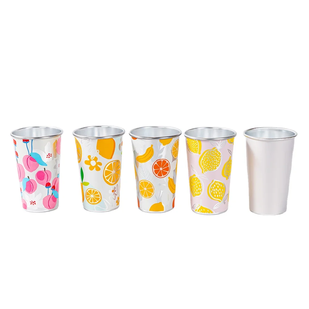 Party outdoor camping reusable silver metal beverage can mug wine glass oxidation beer cold aluminum cup custom logo