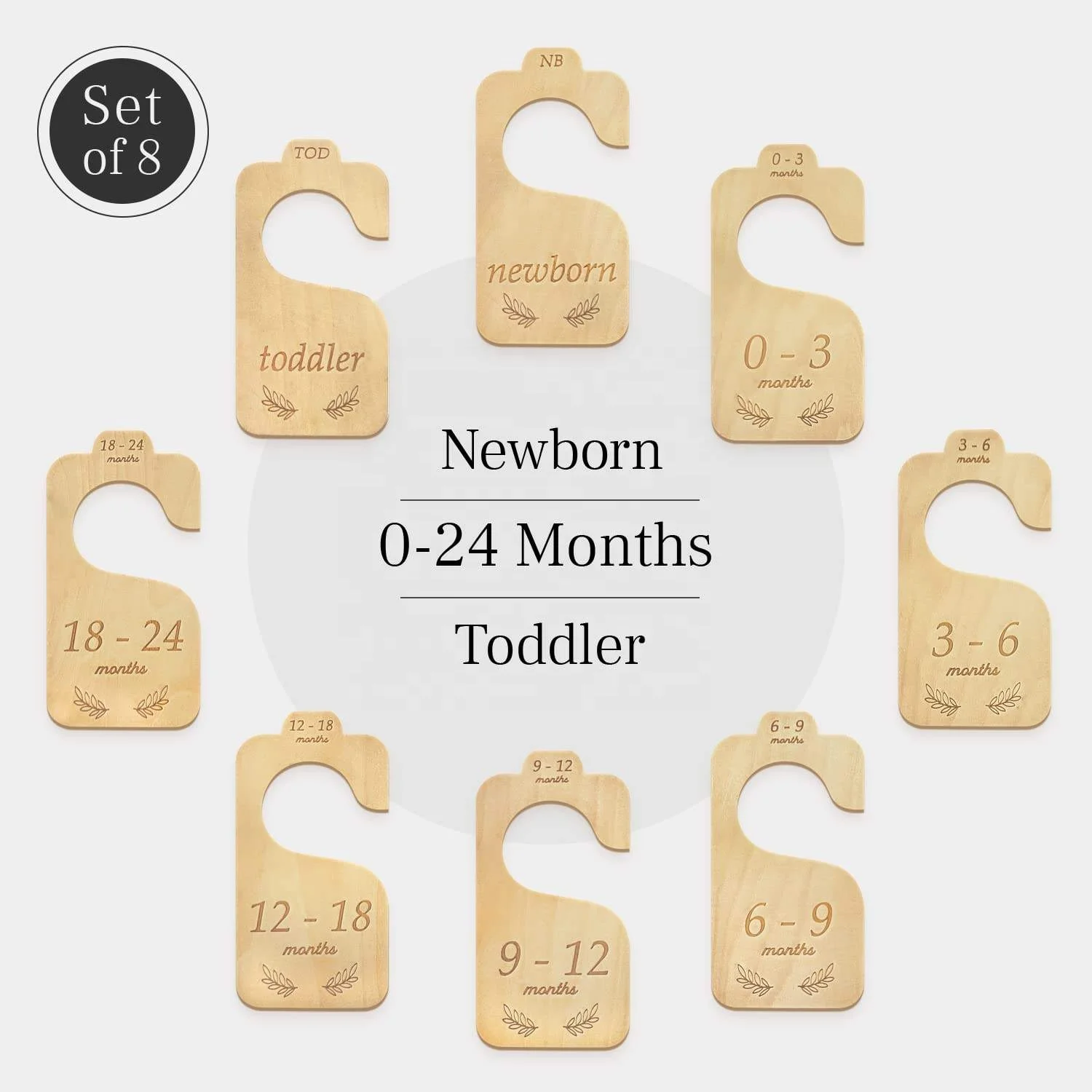 Environmentally Friendly DIY Wooden Baby Clothes Divider Sign Laser Cut Poplar Wood Sign for Newborn Clothing Classification