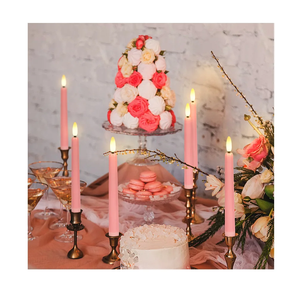 2023 Last Design Wedding Candle Wholesale Flameless Candle For Wedding Party And Home Decor Pink Color Dia 2x Height 21cm
