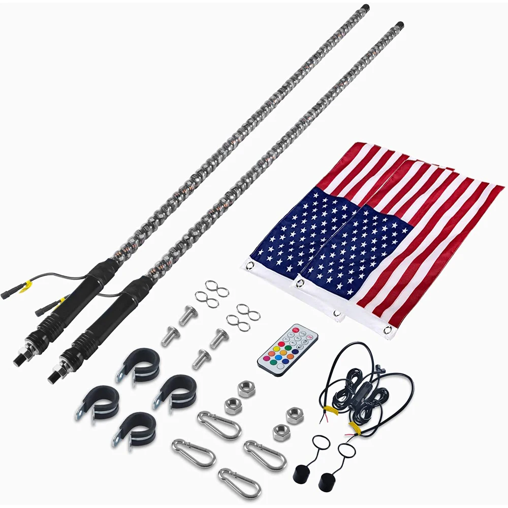 RGB спиральная светодиодная плетка для грузовика с дистанционным управлением антенны через приложение флагшток лампа аксессуары сигнальные огни ATV UTV RZR внедорожника