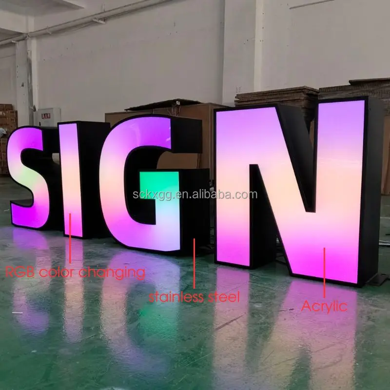Custom Large 3D Letter Stand Alone Big Alphabet Shopping Mall City Decorative Letter 3ft 4ft 5ft Light Up Giant Letter