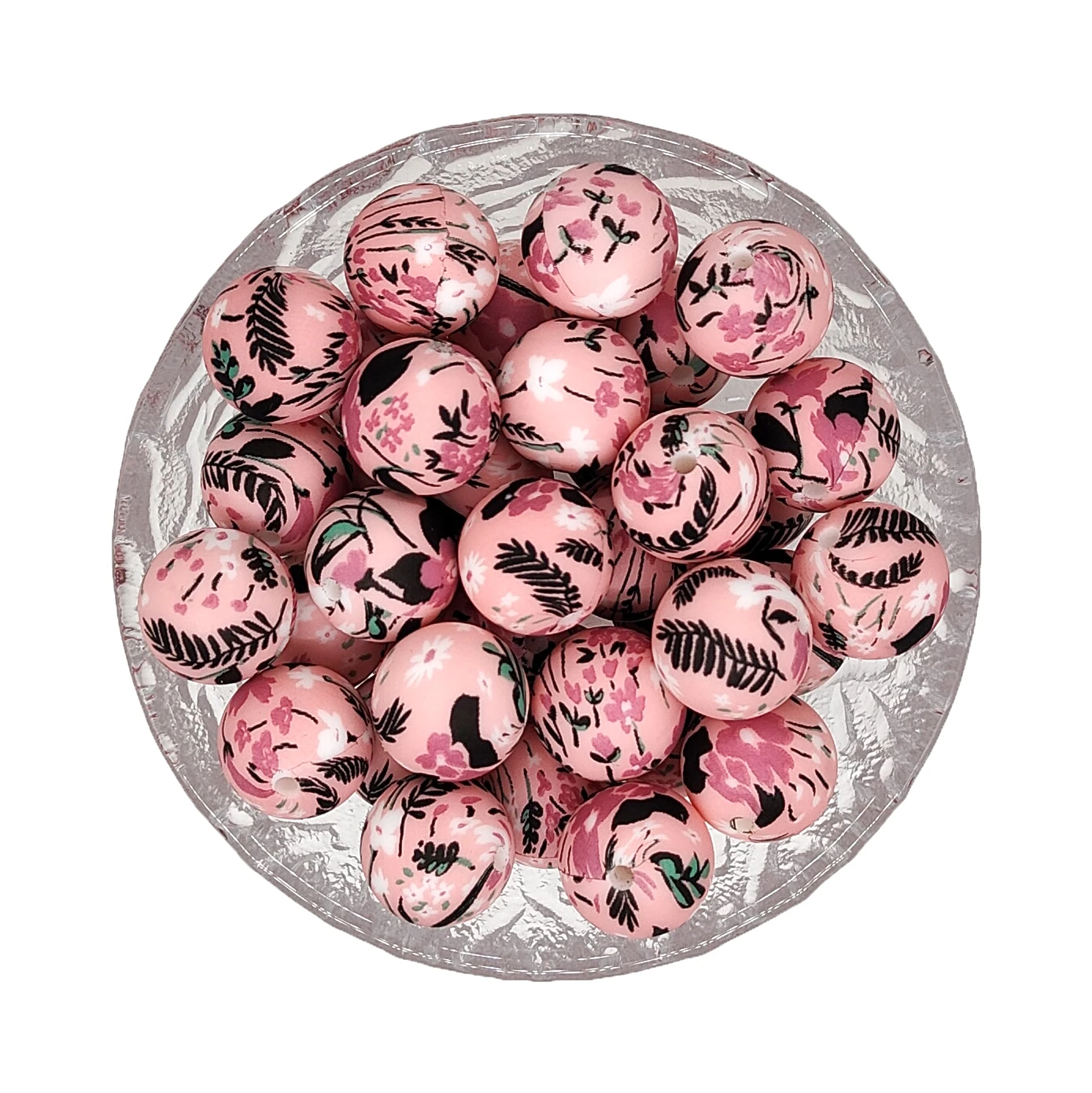 Diy Necklace Bracelet Accessory Beads 15mm Floral Silicone Focal Beads Infants Silicone Teething Loose Beads