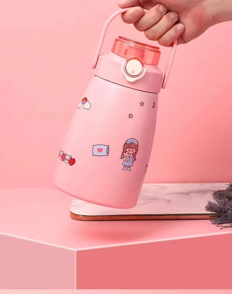 thermal flask sports metal smart iron fo shan sichuan coffee double layer stainless steel baby sippy thermos cup/mug with straw