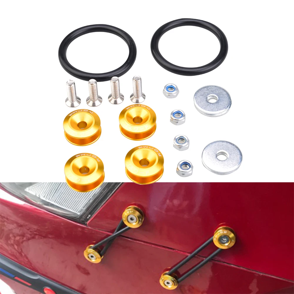 Universal JDM Quick Release Fasteners are ideal for front bumpers, rear bumpers, and trunk / hatch lids