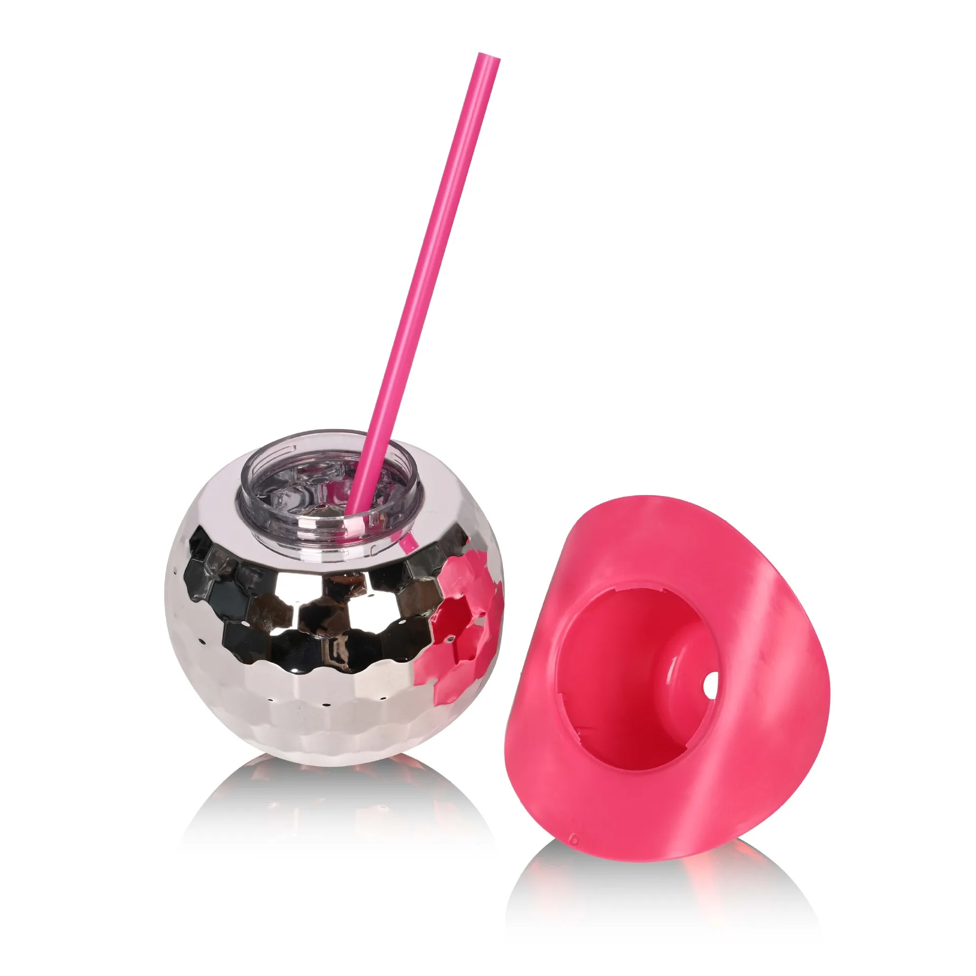 Creative New Disco Ball Drinking Cup With Straw for Party Custom Logo Cowgirl Hat Lids Plastic Disco Ball Cup