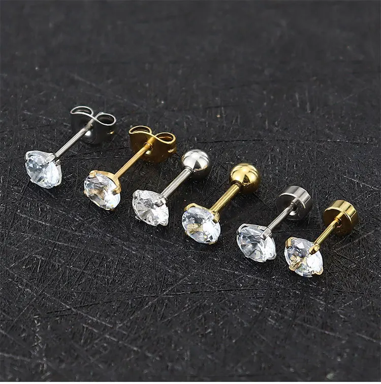 Best Selling In Fashional Stud Earrings Set, Hypoallergenic Cubic Zirconia 316L Earrings Stainless Steel Earrings