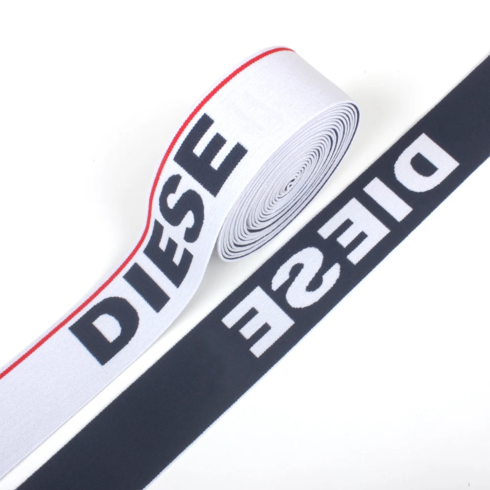 Factory Customized OEM Polyester latex yarn Jacquard Elastic Webbing Strap For Underwear Logo Designer Elastic Waistband