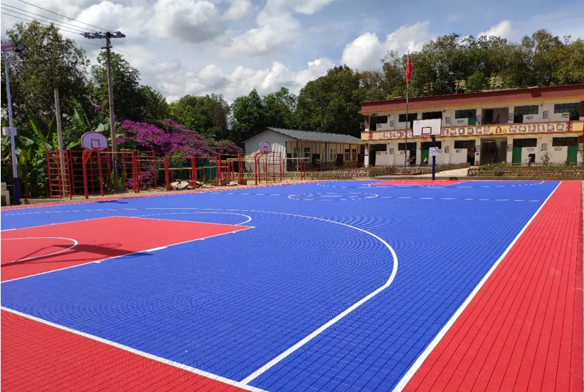 25x25cm elastic TPV material multipurpose interlocking plastic sports court flooring