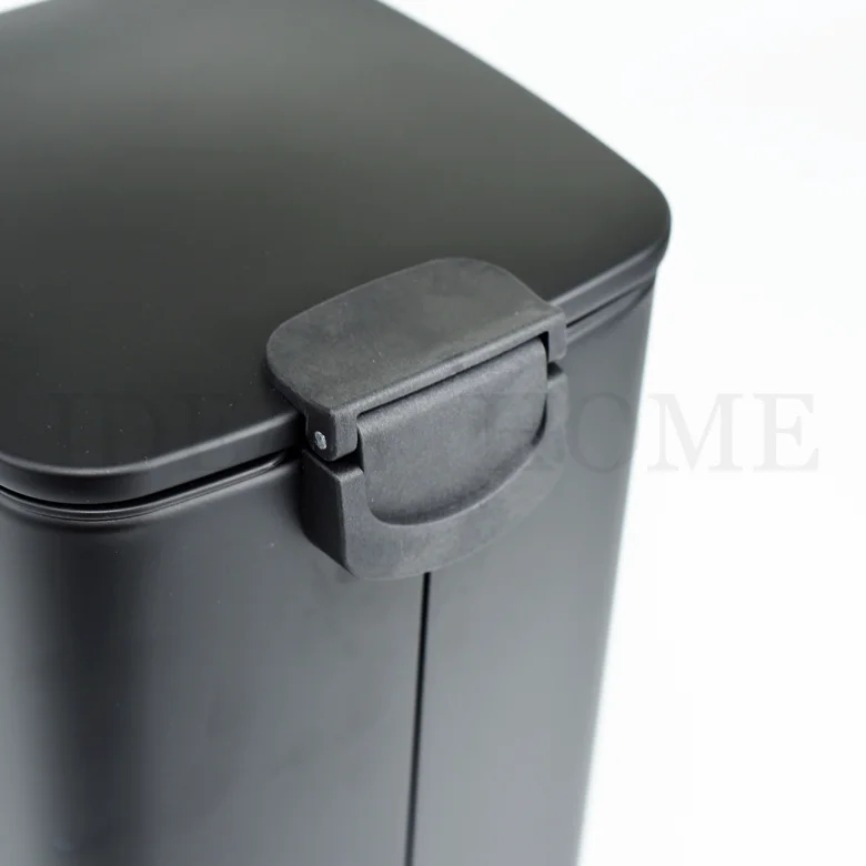 6L Removable Inner Bucket Rectangle Black Metal Easy-Close Lid  Pedal Bin Dust Bin Stainless Steel Trash Can with Step Pedal