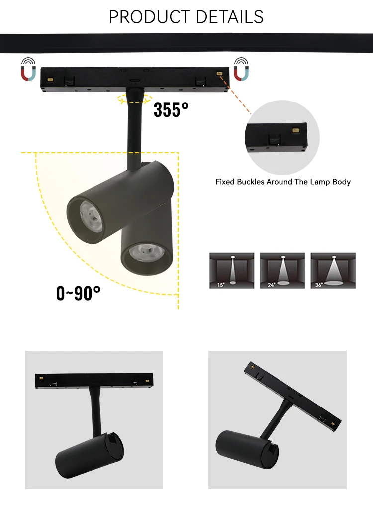 LED magnetic track light adjustable moving head spot LED track light