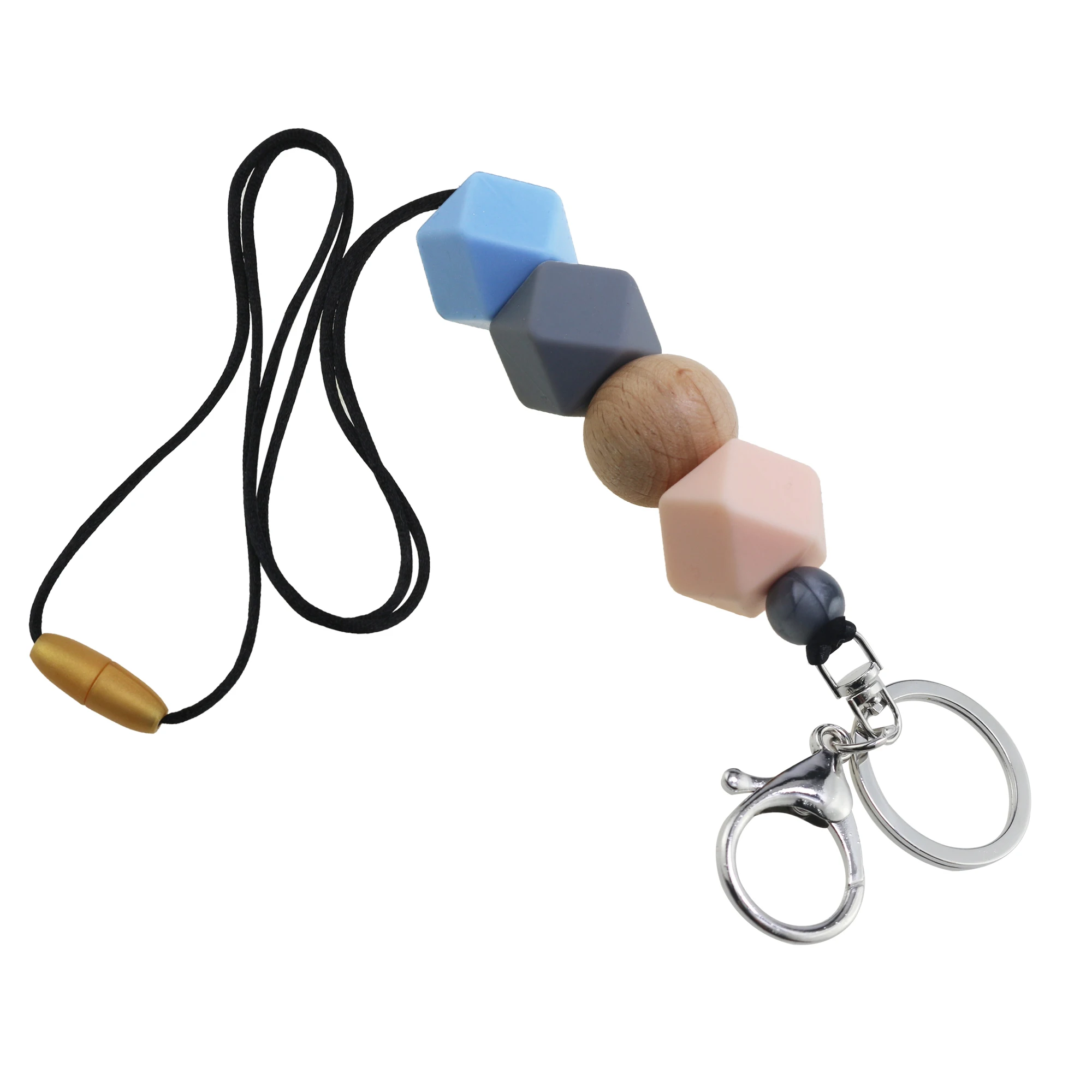 New Arrival Teacher ID Card Wood Disc Customized Design Abacus Silicone Beads Lanyard