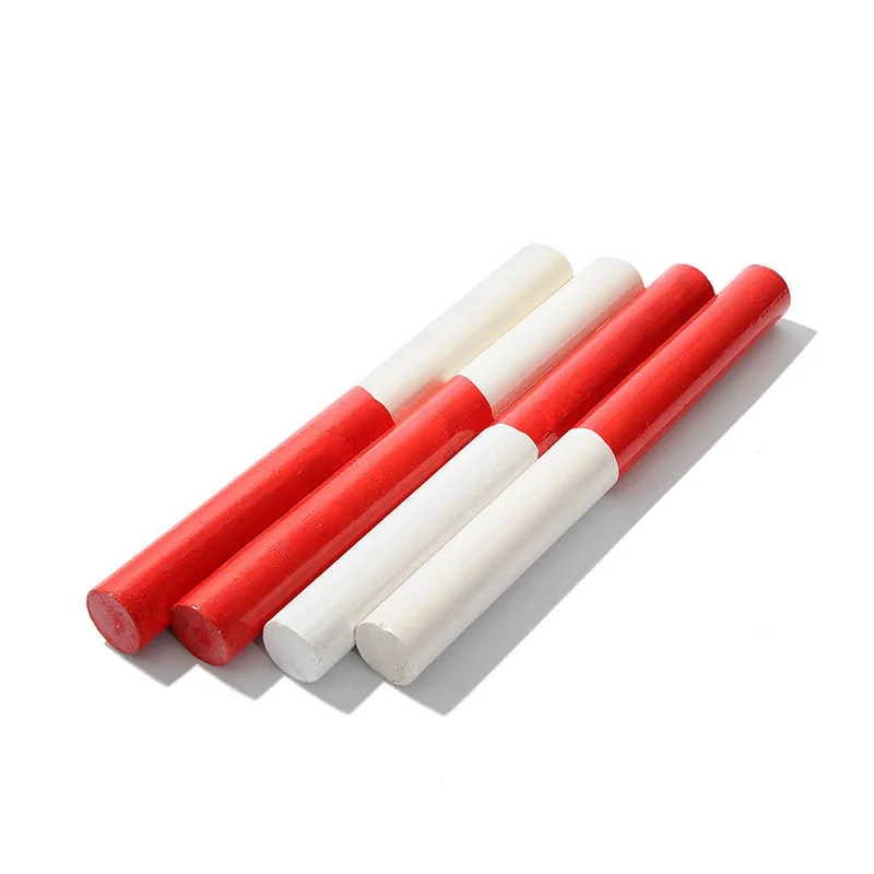Track and field relay baton solid wood baton red and white alternate diameter 3.4 cm