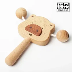 Solid wood rattle beech Soothing Hand ringing newborn toy gift