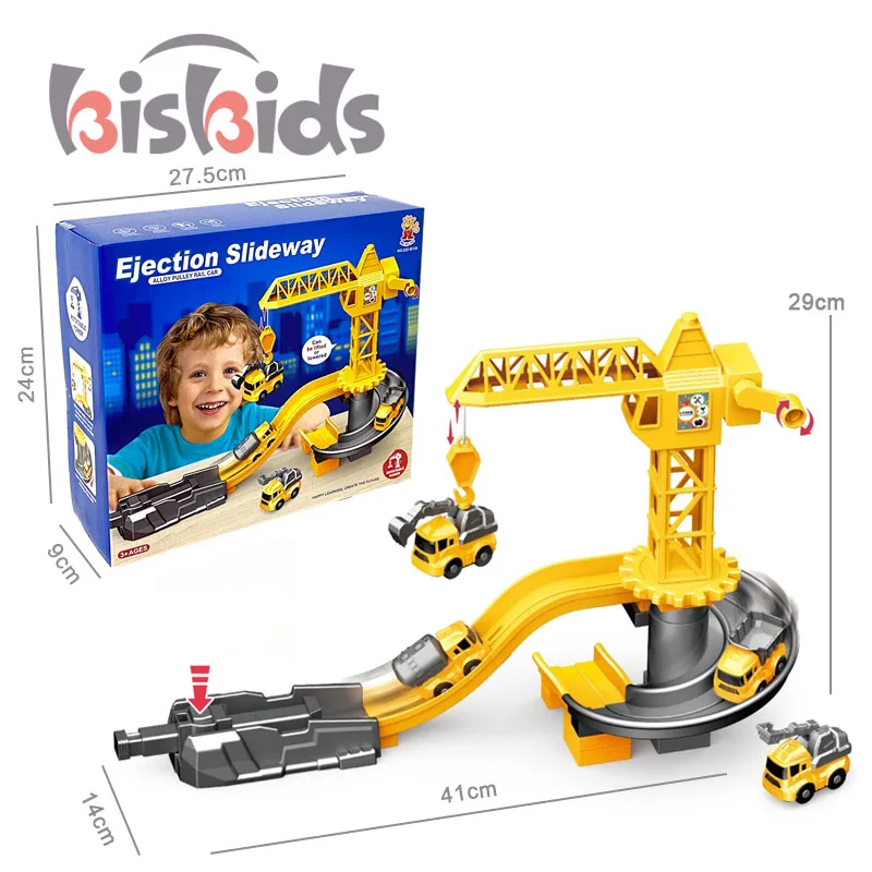 16pcs Alloy Engineering Car Toy Deformable Tire Parking Lot Set Toys Car With Manual Slide Control Kids Play Toys