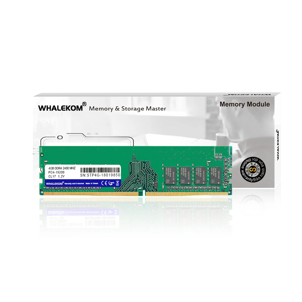  Гарантия WHALEKOM 3 года производства ОЗУ 288Pin 1 2 в CL17 2400 МГц DDR4 4 ГБ для настольного