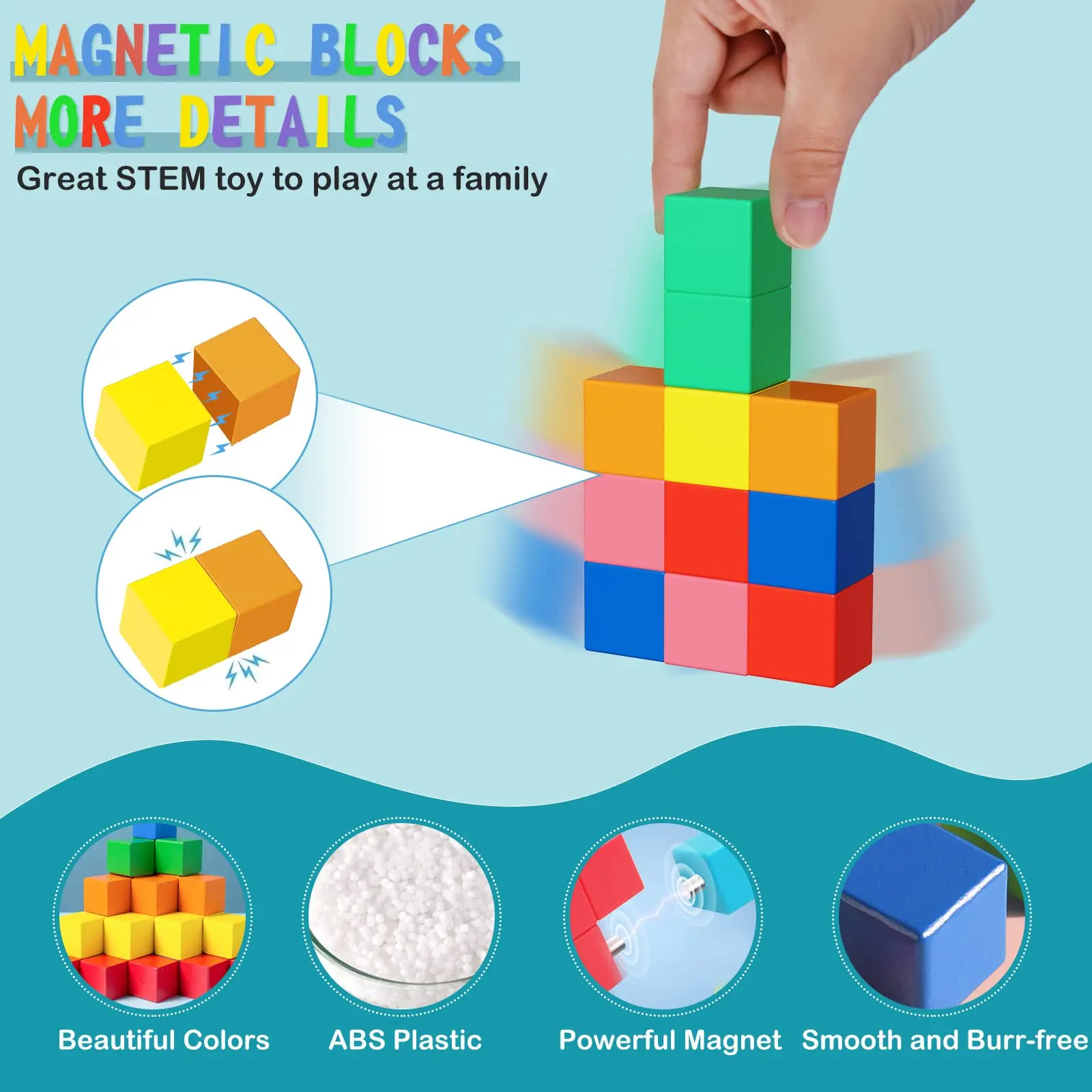 Powerful Neodymium 3D Educational Wooden Kids Magnetic Building Blocks