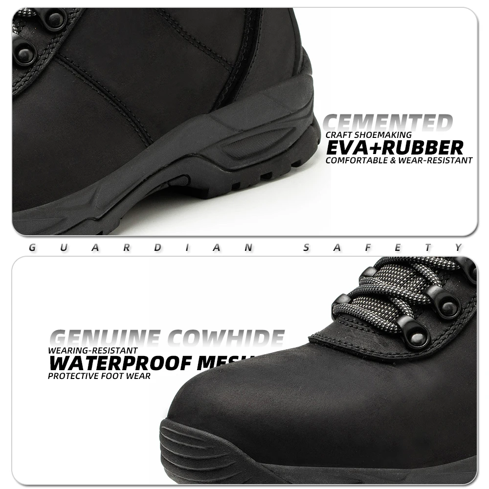 Hiking Shoes Water Proof Genuine Leather Hunting Boots EVA + Rubber Sole Mountain Climbing Sneaker Safety Shoes For Men