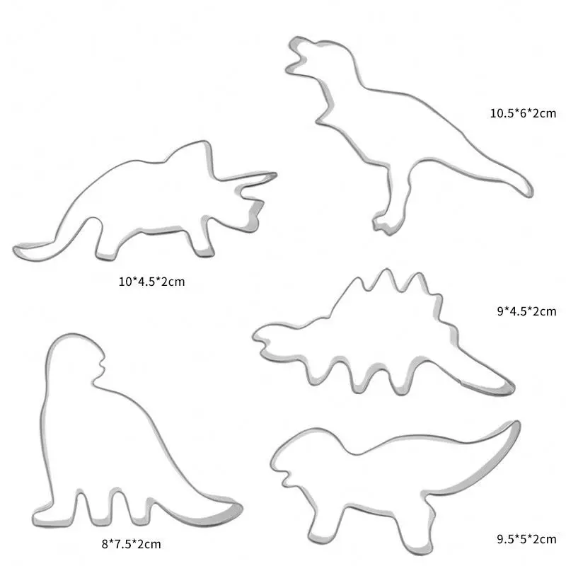 Factory custom baking diy 5pcs/set kids dinosaur biscuit cookie cutter mold set 3d dessert fondant cake decorating mould