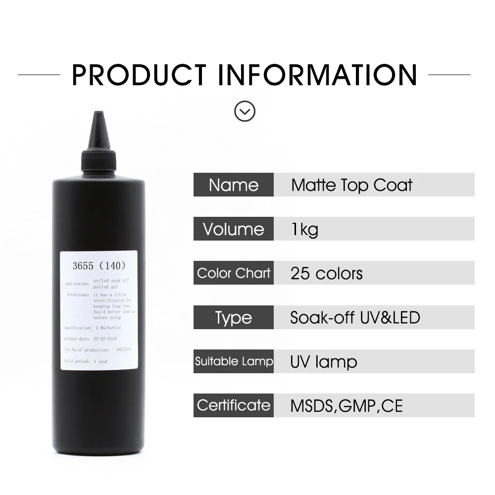 KG Matte Color No Wipe Topcoat Private Label UV Matte Nail Gel No Wipe Matte Top Coat