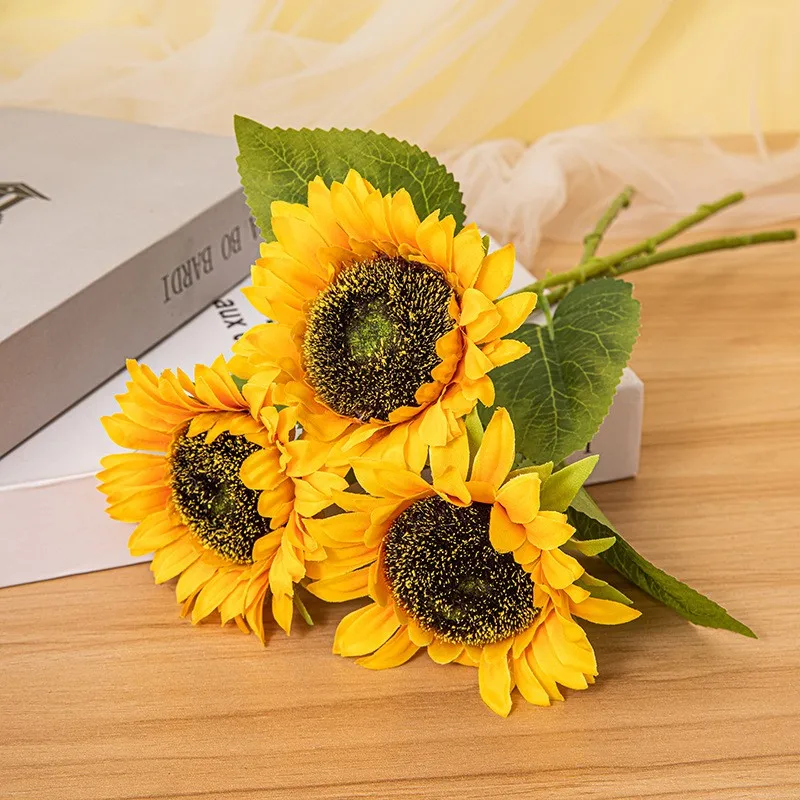 Artificial sunflower sunflowers single home living room decoration centerpiece flower silk flower wedding scene arrangement