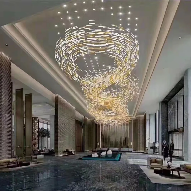 OEM Modern Big Led Hotel Lobby Lighting Engineering Creative Art Decor Extra Large Villa Club Ballroom Murano Glass Chandelier