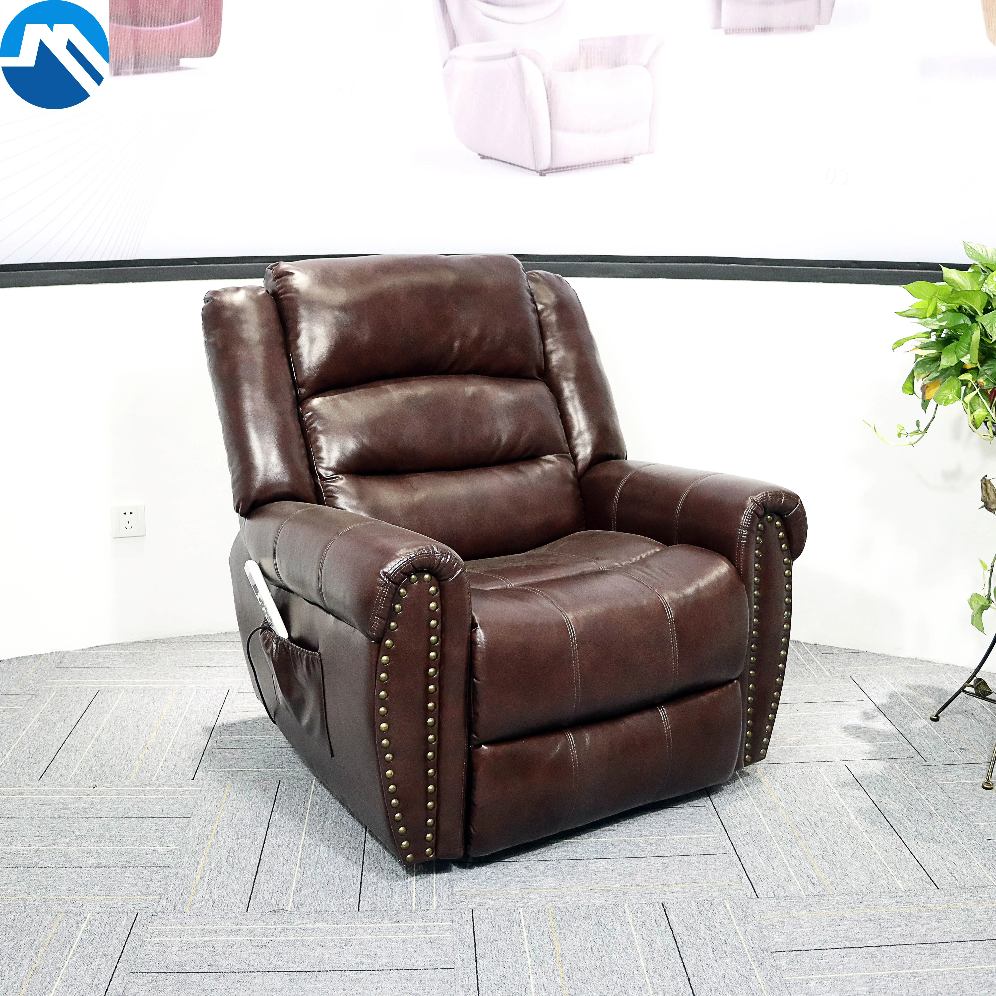 MEIMIN Luxury Leather Electric Lift Recliner Chair Modern Living Room Single Sofa Massage Heating Chair