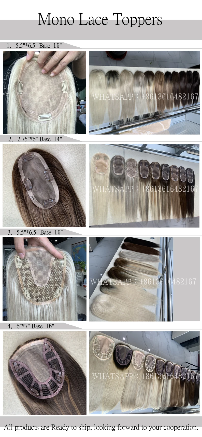 STOCK Hot Selling Balayage Color Monofilament Base Hair Toppers Mono Lace Hair Pieces For Thinning Hair Women