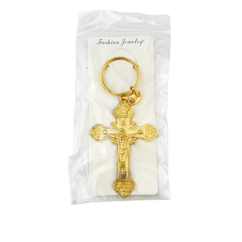 Wholesale Custom Gift Keychain Religious Jesus Christian Cross Bible Verse Stainless Steel Metal Cross Key Chain