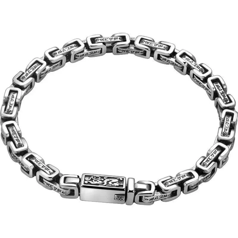 Hot Selling Trendy Thai Silver Mens Bracelet Luxury Retro Brass with Fine Hand Crafted Design for Hip Hop Fashion or Gift