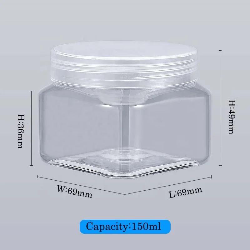 in stock 150ml PET plastic luxury empty Body Cream Jars clear lotion jars container custom logo body scrub jar