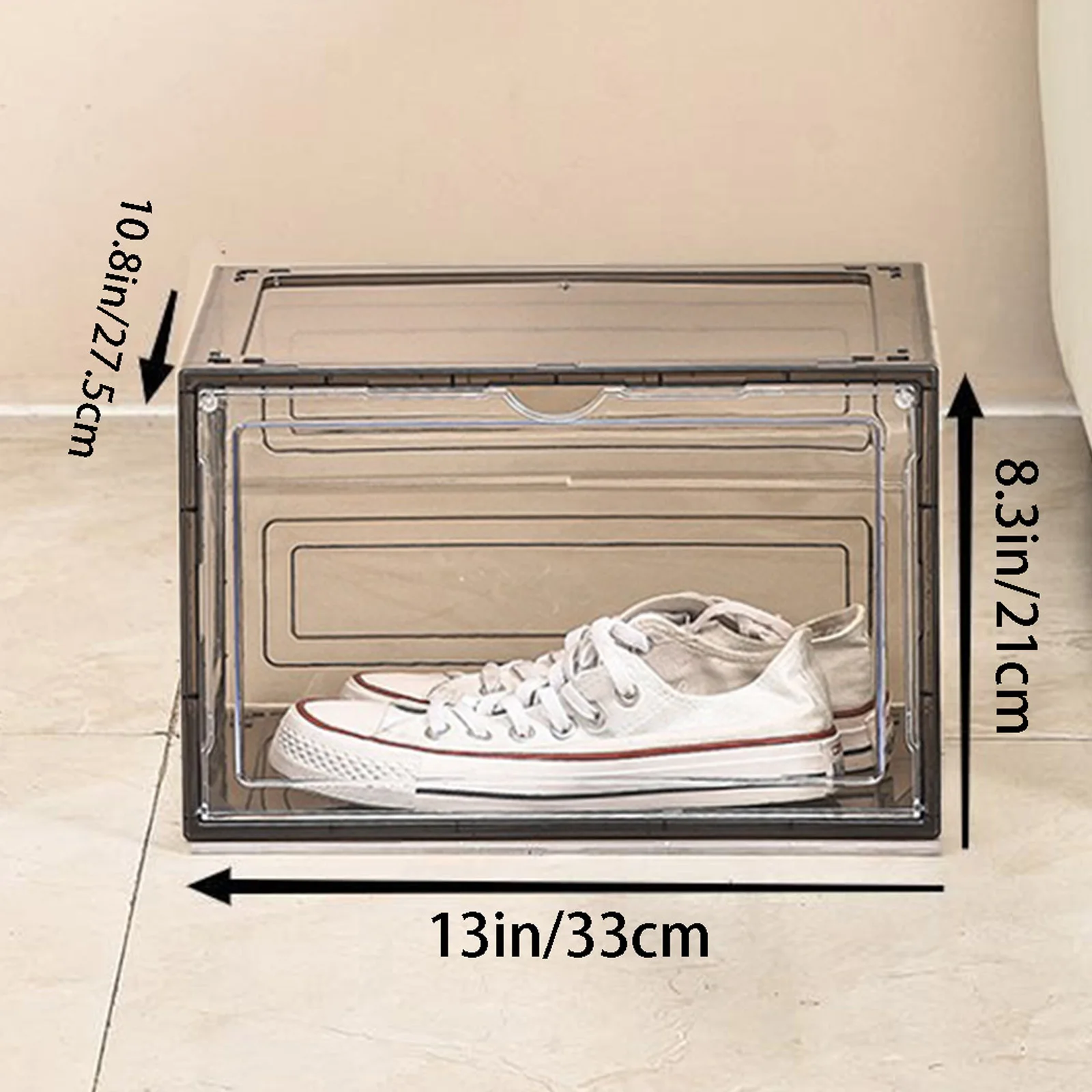 Living Room Foldable Transparent Stackable Magnetic PP Acrylic Transparent Display Plastic Drop Front Shoe Cases Box Rack