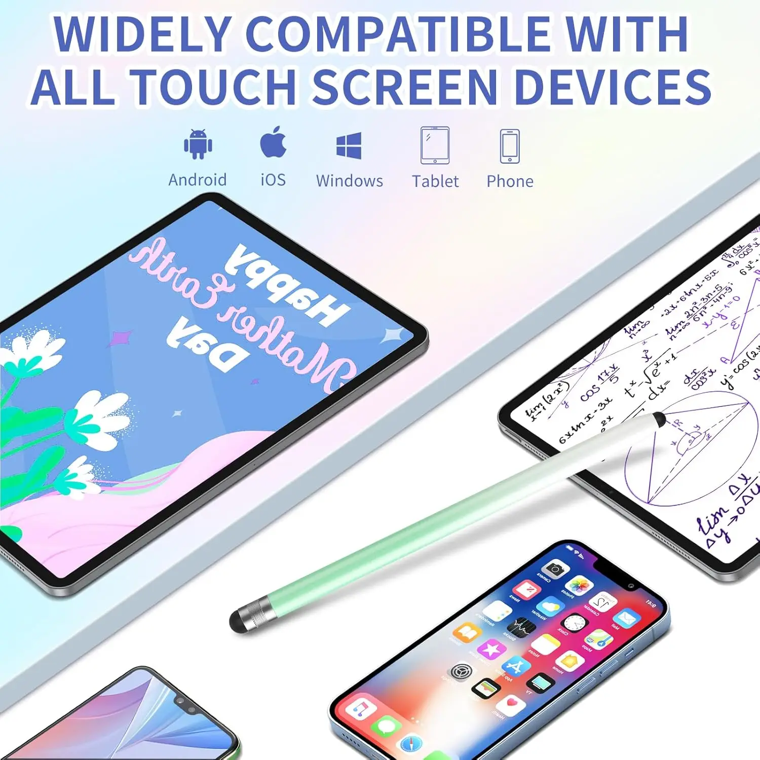 Stylus Pen for Touchscreen, iPad Pencil with High Precision Double Rubber Tips, Compatible with Other Capacitive Touch Screen