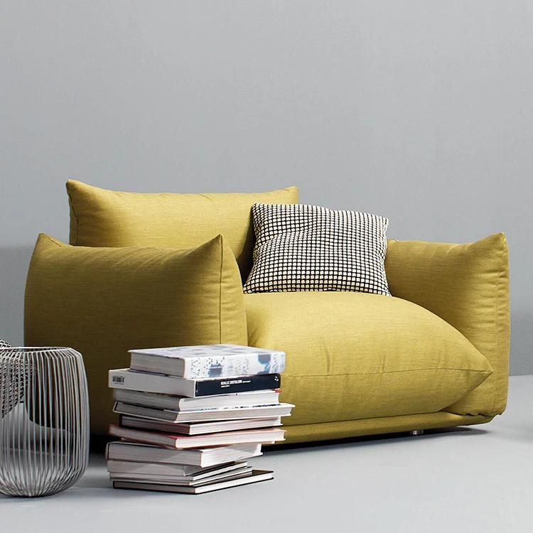 Custom Armchair Italian Minimal Mid-Century Cloud Velvet Boucle Couch Sofa With Metal Legs Comfy