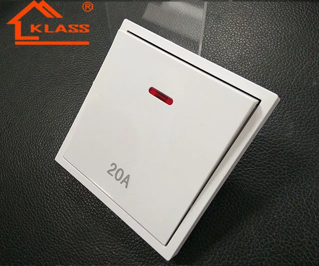 Modern 220V Air Conditioner 45A Electric Power Wall Switch 20A DP Water Heater Control Switch With Neon