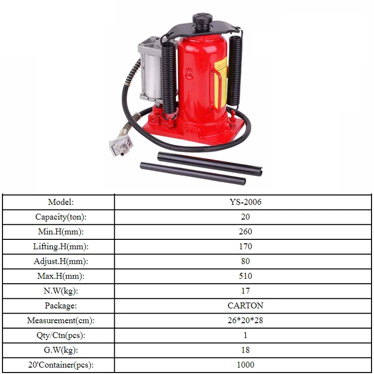 
Ce/Gs Approved 20Ton Air Hydraulic Jack Air Jack For Car Air Lifting Jack 