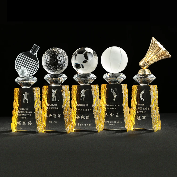Cheap k9 crystal ball sports basketball badminton Trophy